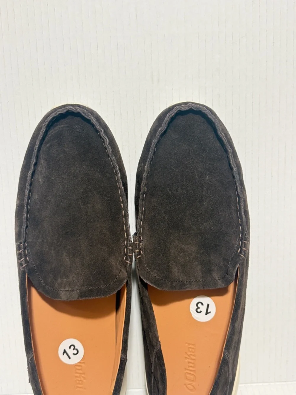 OluKai Ka'a Men's Brown Leather Suede Moccasin Loafer Shoes Sz 13 Casual